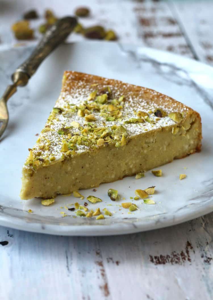 Crustless Ricotta Pistachio Cheesecake