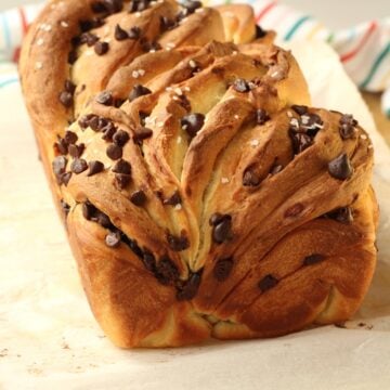 Chocolate chip brioche bread.