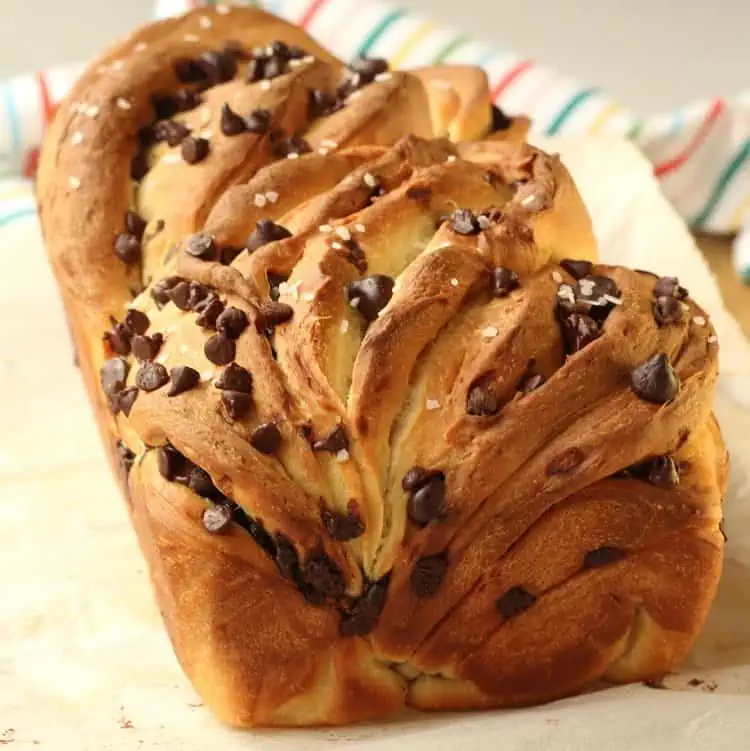 Chocolate chip brioche bread.