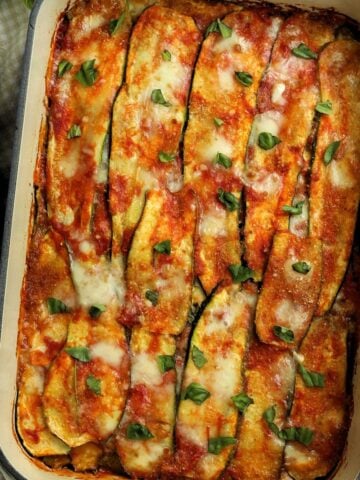 Sicilian zucchini parmigiana in casserole.