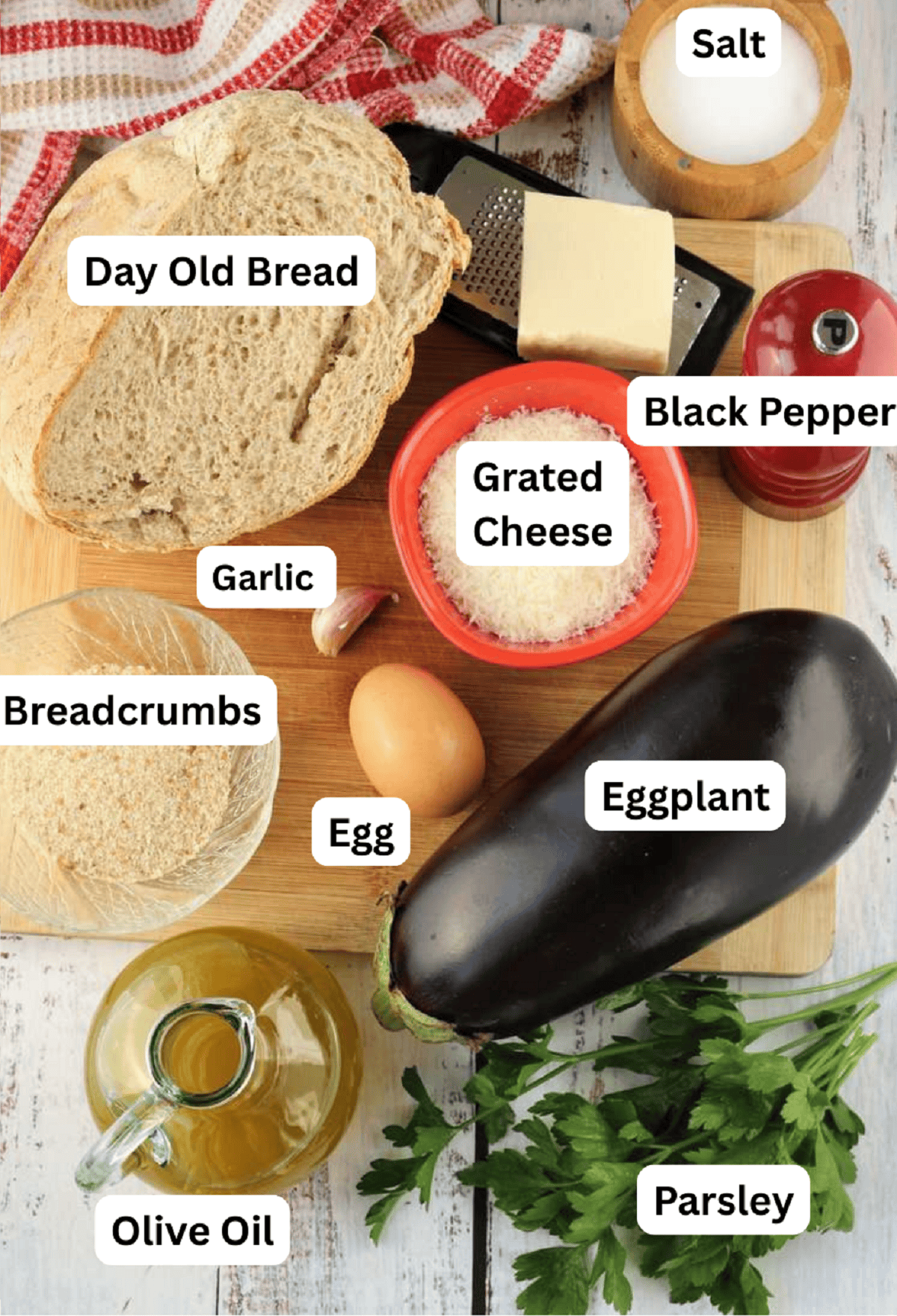 Eggplant meatball recipe ingredients.