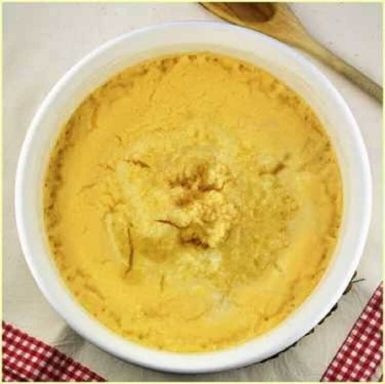 No stir plenta baked in casserole dish.