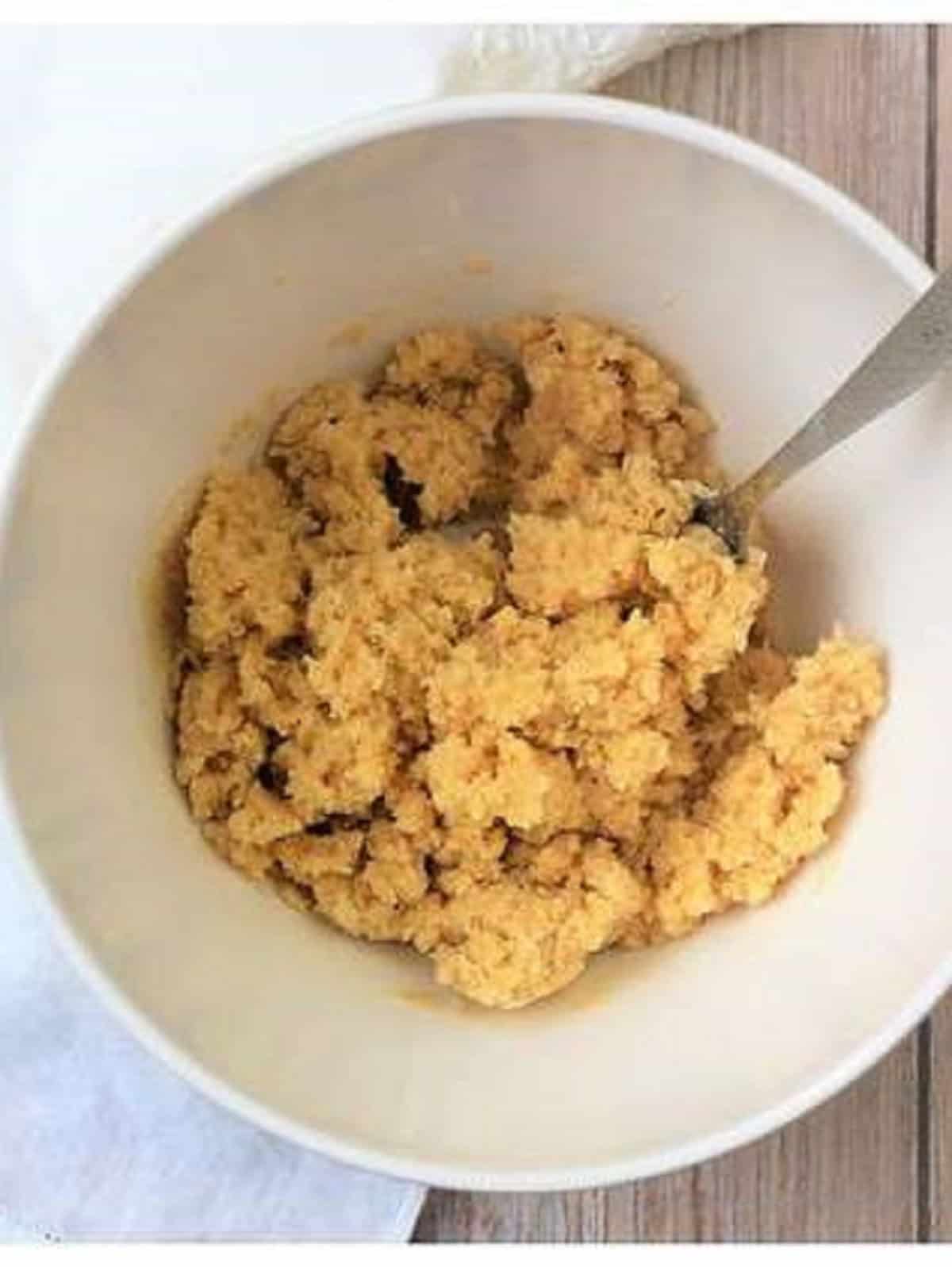Italian almond cookie dough in bowl.