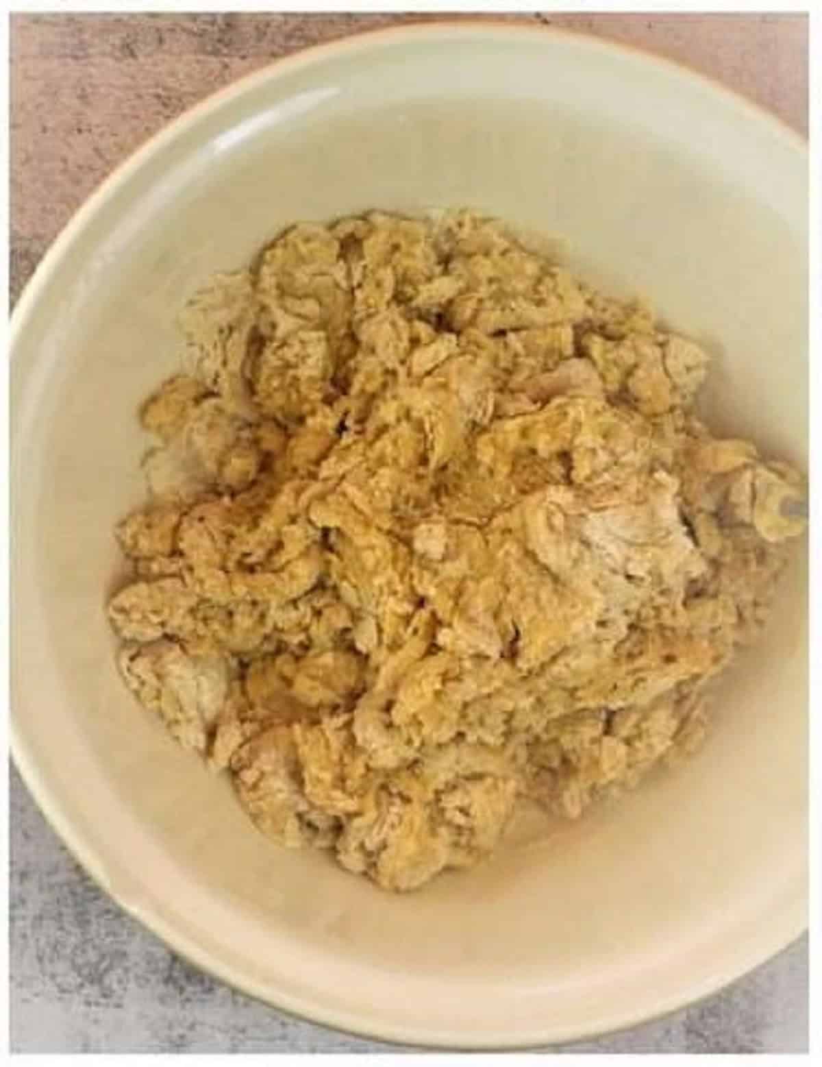 Raggedy cookie dough for biscotti regina in mixing bowl.