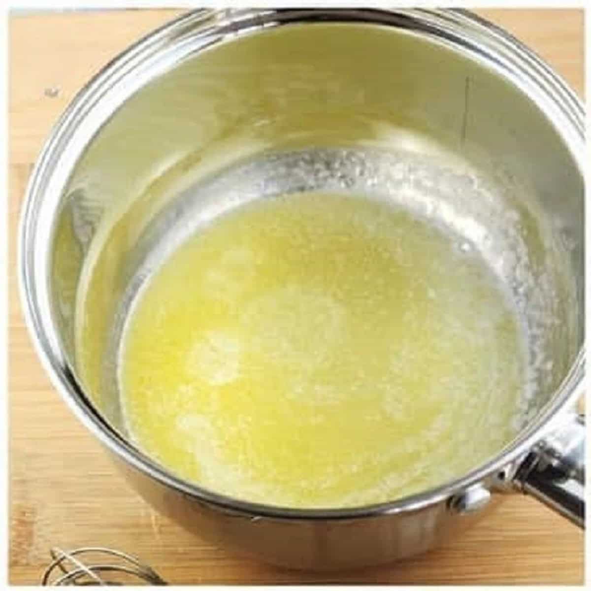 Melted butter in sauce pan for bechamel sauce.