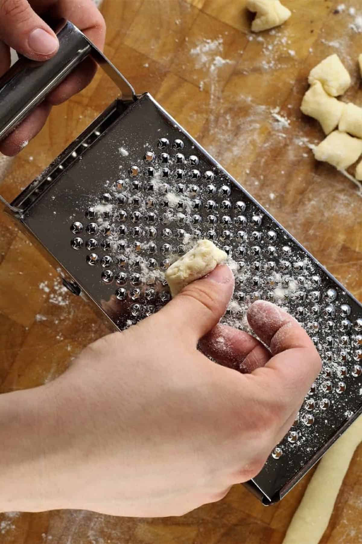 How to shape gnocchi with the side of a box cheese grater.