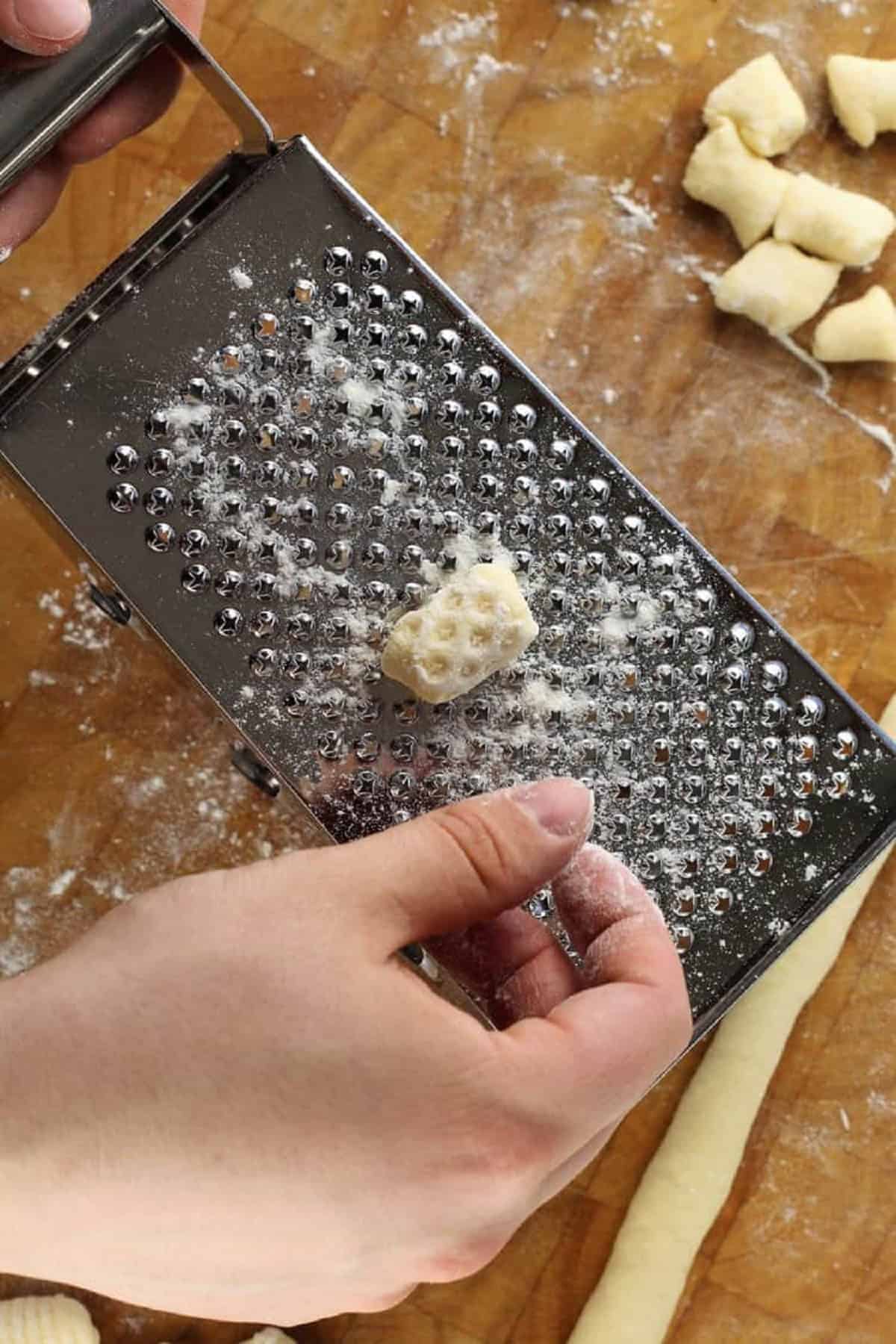 How to shape gnocchi with the side of a box cheese grater.