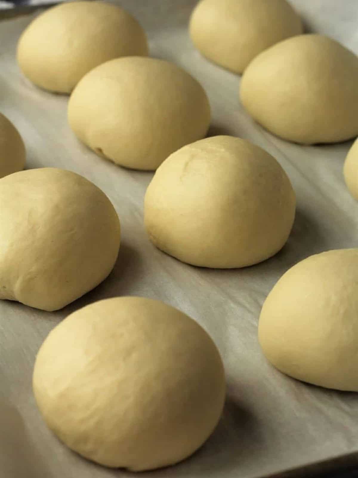 Sicilian iris dough balls doubled in bulk.