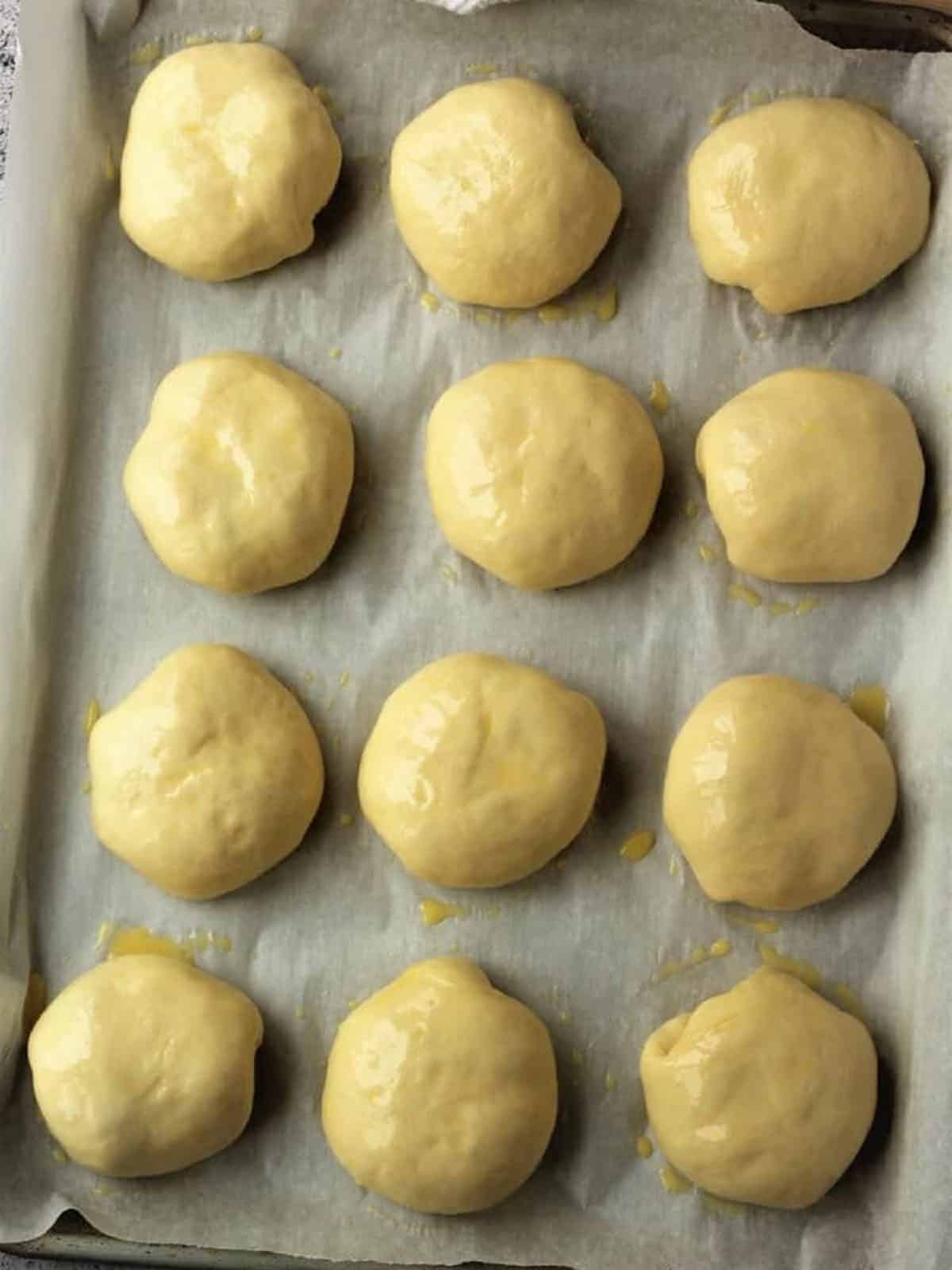 Sicilian iris dough brushed with egg wash.