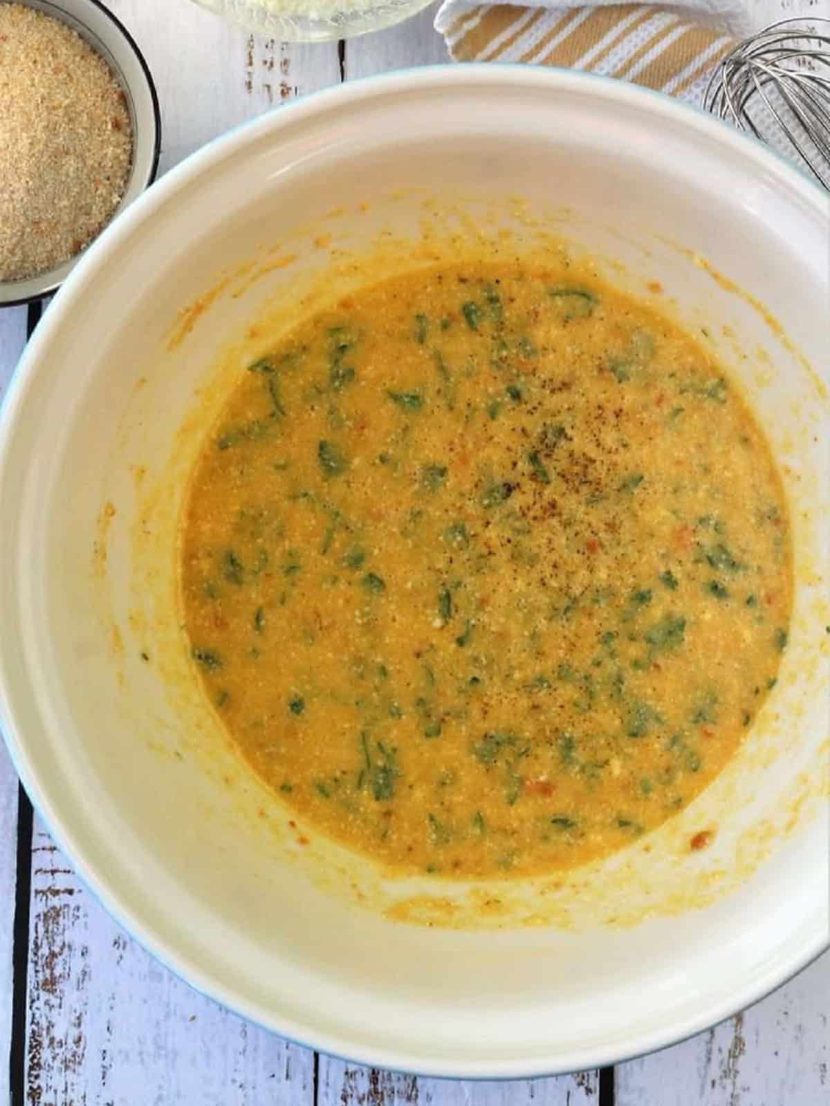 Egg batter for zuppa imperiale soup.