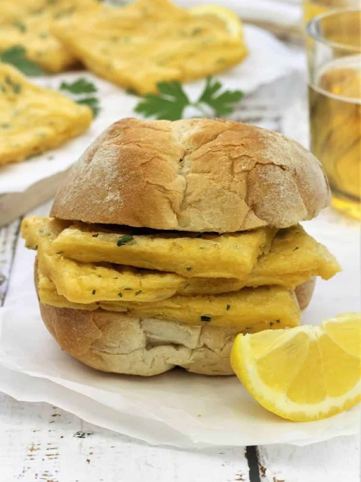 Pane e panelle - panino with chickpea fritters.