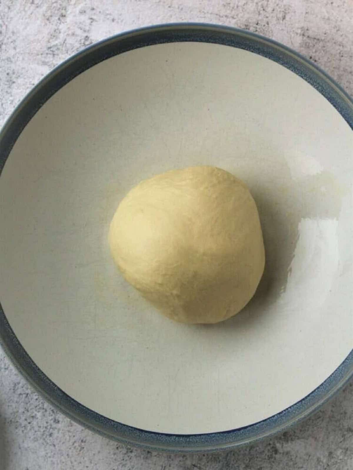 Sicilian iris dough ball in bowl.