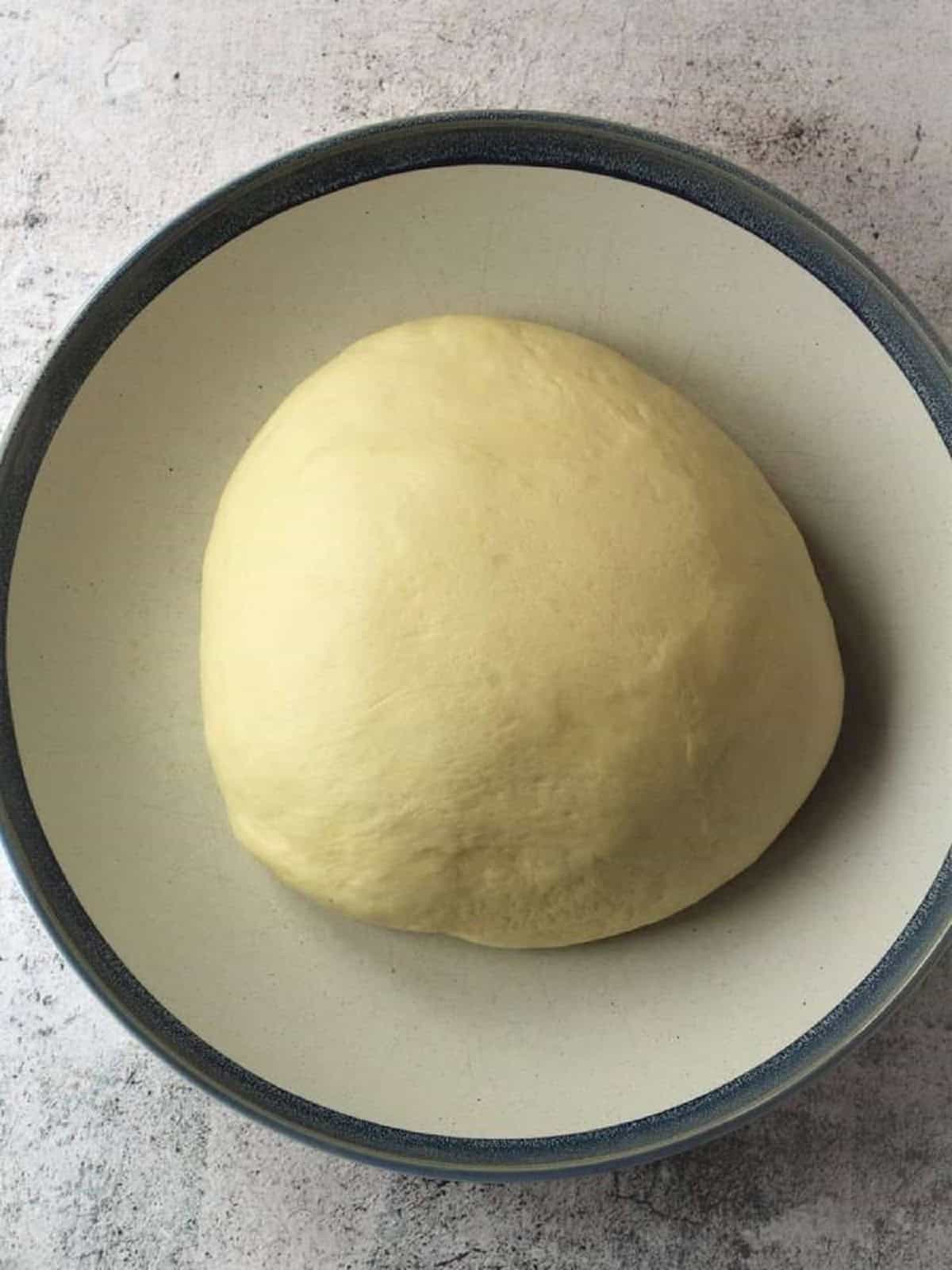 Dough for iris recipe doubled in bulk in bowl.