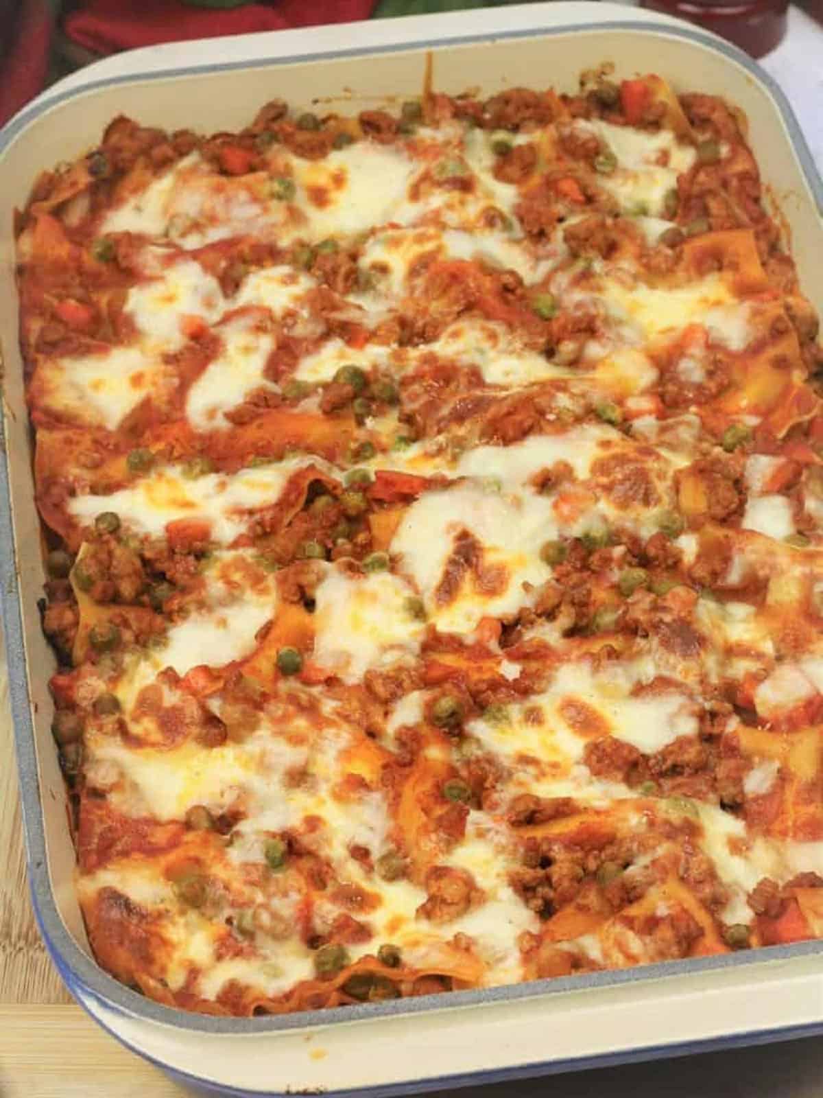 Just baked Sicilian lasagna with ragu.
