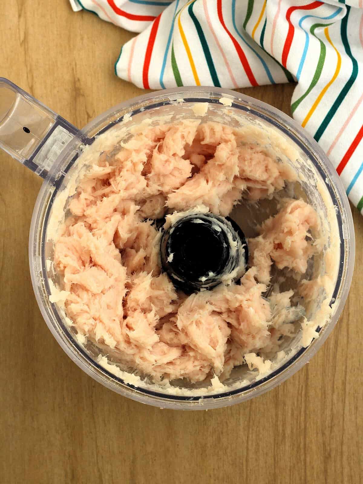 Swordfish fillets blended in food processor.