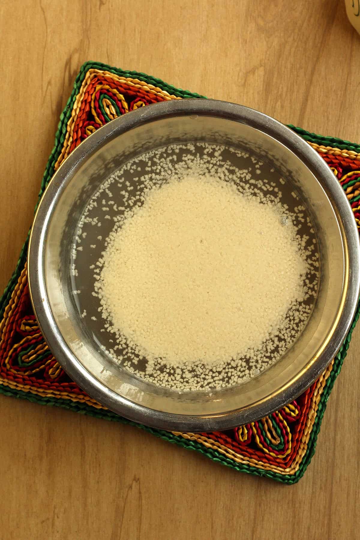 Proofed yeast in bowl for scaccia Ragusana recipe.